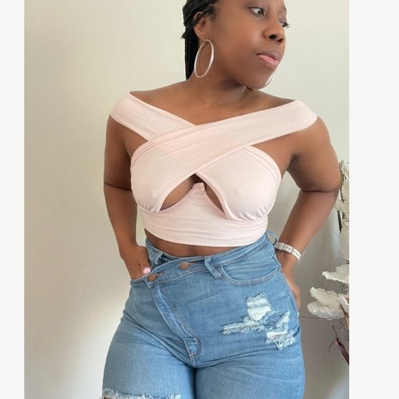 (NWT) Bustier Crop Top - Light Pink - Picture 4 of 5